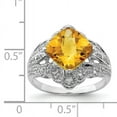 thumbnail image 2 of Primal Silver Sterling Silver Rhodium-plated Cushion Checker-cut Citrine and Diamond Ring, 2 of 4
