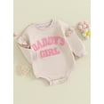 thumbnail image 3 of Caoirhny Baby Girl Romper Ruffle Long Sleeve Crew Neck Letter Embroidery Bodysuit Newborn Clothes, 3 of 8