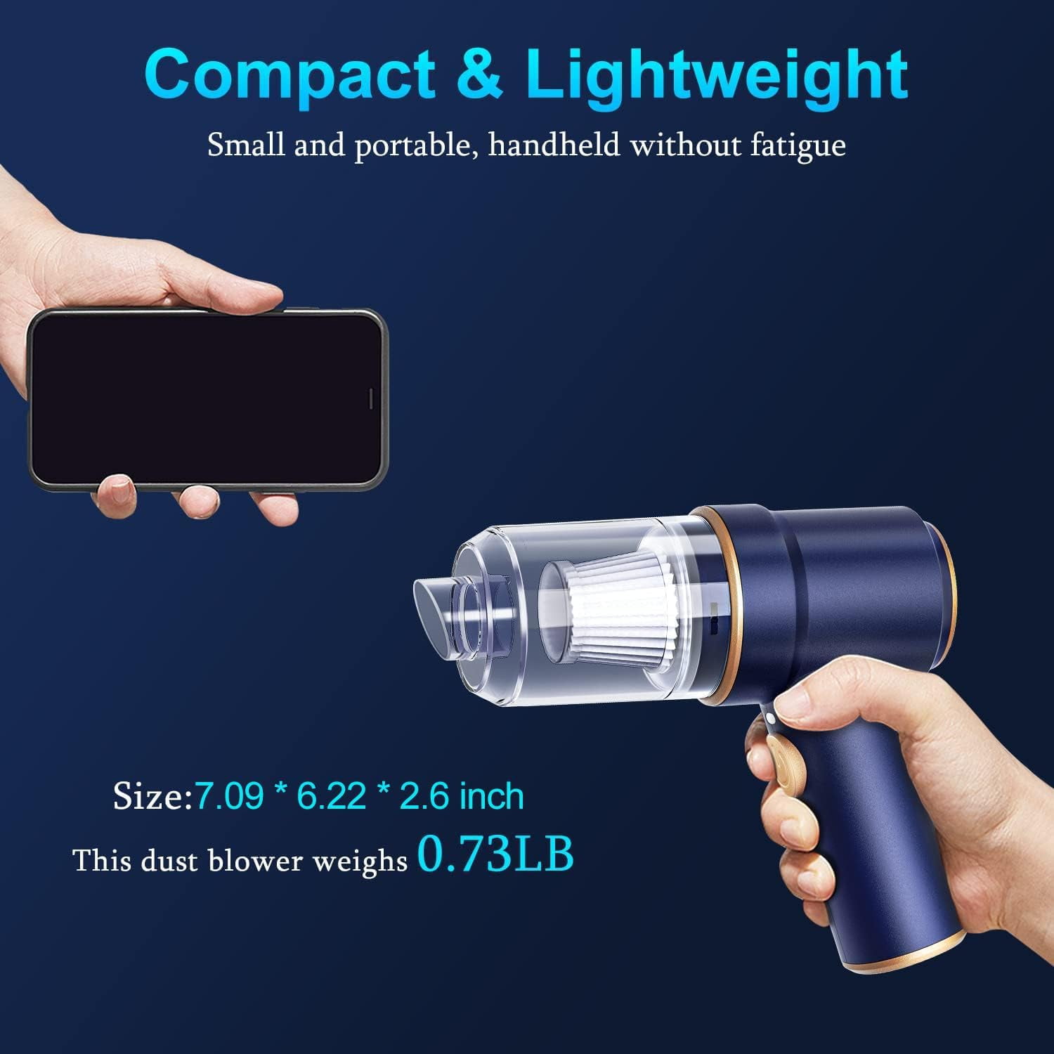 Handheld Car Vacuum Cleaner, 6500Pa Vacuum Cleaner and Air Duster, 120W High Power Hand Held Vacuum with LED Light and Multi-Nozzles for Car, Home, Office, Pet