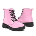 thumbnail image 2 of LuckLilac Kids Combat Boots Girls Classic Ankle Booties Side Zipper Waterproof Shoes for School Outdoor,Pink 1M, 2 of 7