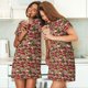 thumbnail image 4 of Fotbe Red Houses Bata de Dormir para Mujer con Estampado, Camisón de Algodón de Manga Corta, Ropa de Dormir Casual, 4 of 6