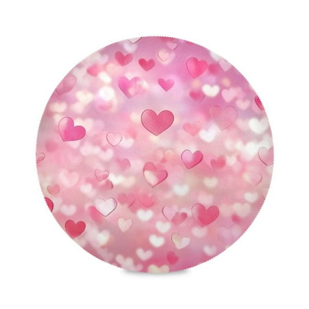 

Round Placemat Set 15.4 Inch Diameter Table Mats Heat-Resistant Decorative for Dining Tables Lots Of Hearts