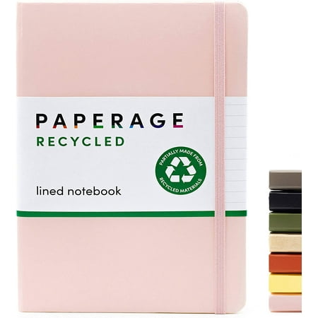 PAPERAGE Recycled Lined Journal, (Pink Blush), 160 Pages, Hardcover, 5.7” x 8”