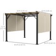 thumbnail image 3 of Outsunny Auvent de Pergola Rétractable 10 Pieds x 10 Pieds pour Cour Arrière, Jardin, Beige, 3 of 10