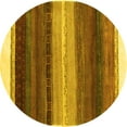 thumbnail image 1 of Ahgly Company Machine Washable Indoor Round Abstract Yellow Contemporary Area Rugs, 3' Round, 1 of 4