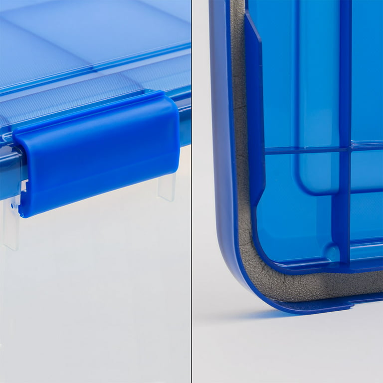 Free Shipping 30 Quart WeatherPro™ Gasket Clear Plastic Storage Box with  Blue Lid Storage Organizer - AliExpress