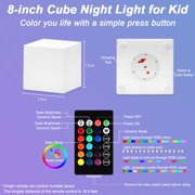 8 Inch LED Cube Light – Soft Blue Glow, Rechargeable Mood Lamp For Indoor Decor