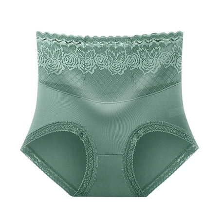 BYHONG High Elastic Seamless Lace Panties Women s in Line Absorption Women s Panties Belly Lift Briefs Panties for Women Green XXXL