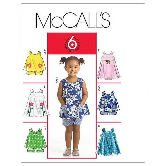 McCalls Toddlers Easy Sewing Pattern 5416 Tops, Dresses