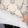 thumbnail image 3 of Oversized Wearable Blanket Hoodie,Beige Buffalo Skull Pattern Sherpa Blanket Hoodie with Super Pockets,Super Warm Fuzzy Pullover for Women & Men, 3 of 6