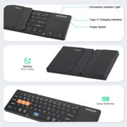 Mini Foldable Keyboard 3-Bluetooth Multi-Device Switch, Compact PU Keyboard with Touchpad Compatible for Tablet and Phone, Portable for Travel