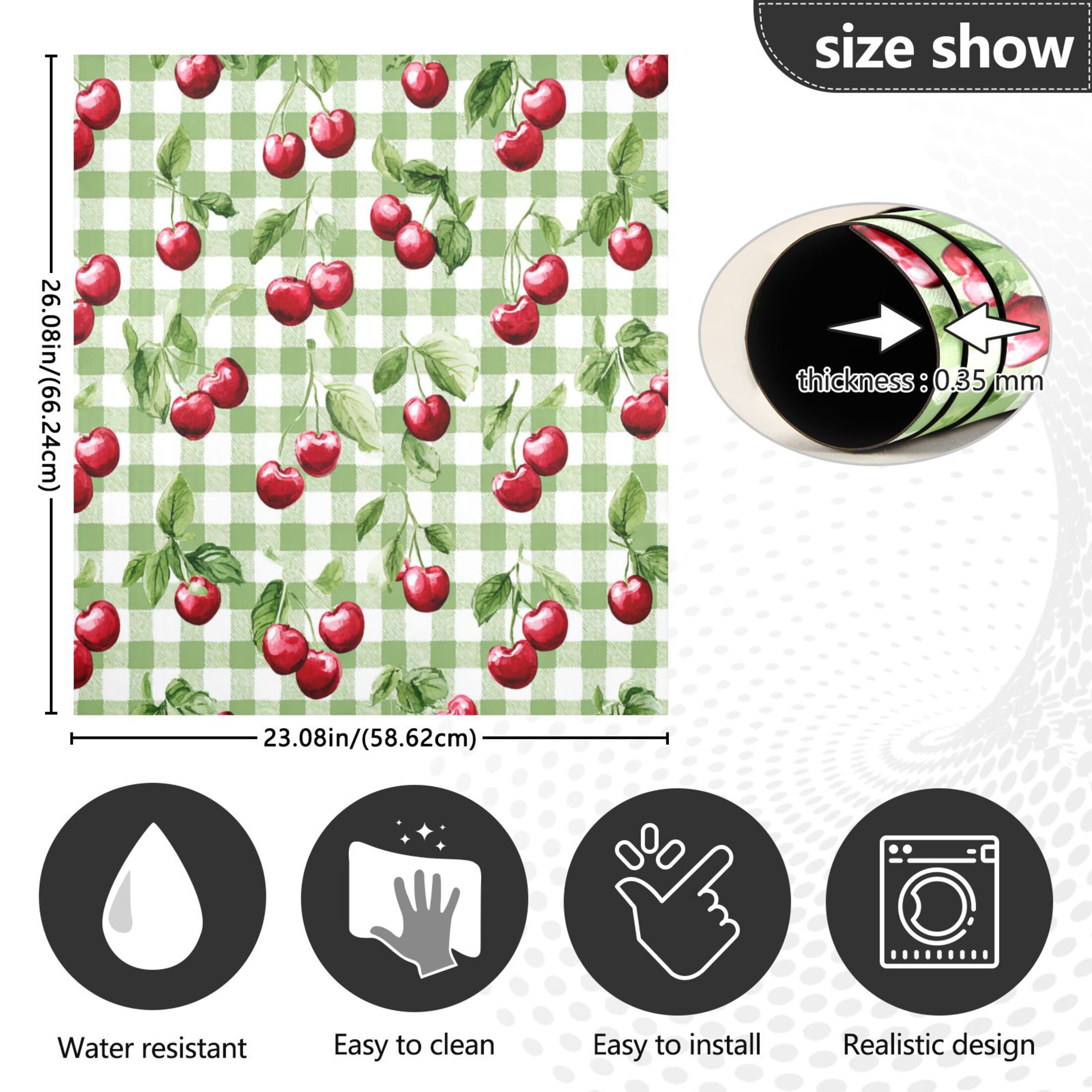 Dishwasher Magnetic Refrigerator Magnet Cover Sticker Home Decorative 23"x26" Pale Green Cherry Painting