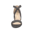 thumbnail image 6 of BLISSFUL STEP Women's Open Toe Cross Strap Mid Block Heel Sandals Gray 9, 6 of 8