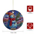 thumbnail image 2 of Christmas Ceramic Ornament Stained Glass-style Snowman 3" Ceramic Christmas Ornament Let It Snow Snowman Collectible Present Gift Xmas Tree Decoration Xmas Gift, 2 of 8