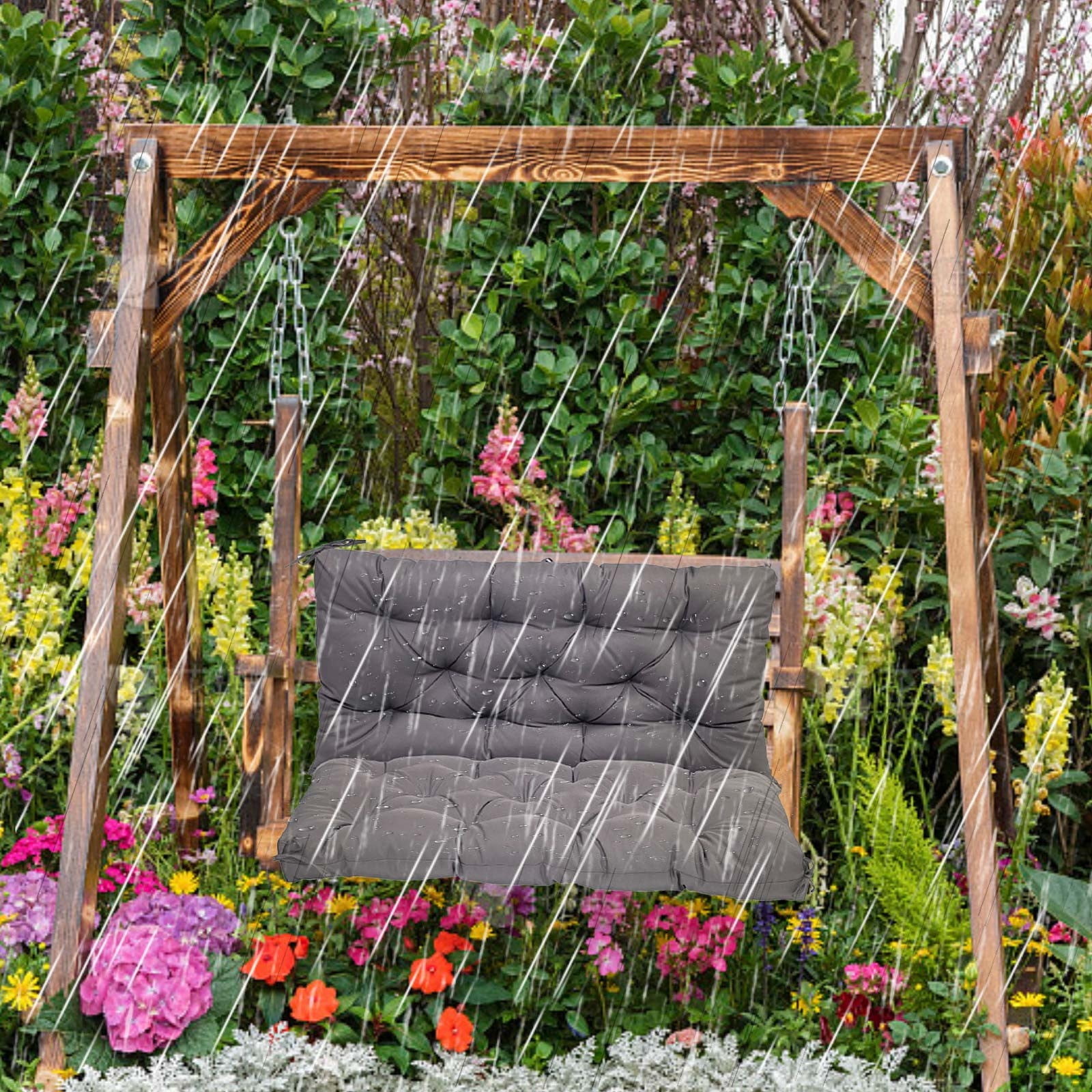 YIMWNYI Outdoor Porch Cushions Waterproof 3 Seater Chair Cushions Thick Patio Furniture Cushions Replacement for Garden, Non-slip Easy to Clean, Stylish Patterns, Weather Resistant