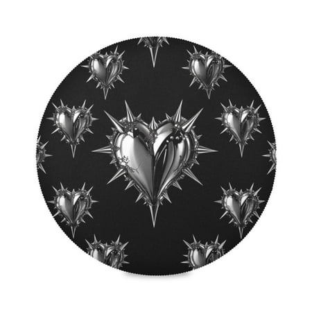 

15.4inch Round Placemats DIY Printing Design Suitable for Kitchen Table Party Decoration Black Love