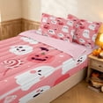 thumbnail image 2 of Erosebridal Cute Ghost Zipper Twin Comforter Sets with Fitted Sheet and 2 Pillowcases, Cartoon Pumpkin Lollipop Cobweb Zipper Bedding Set for Girls, Light Pink Orange White, Pink Reversible, 2 of 7