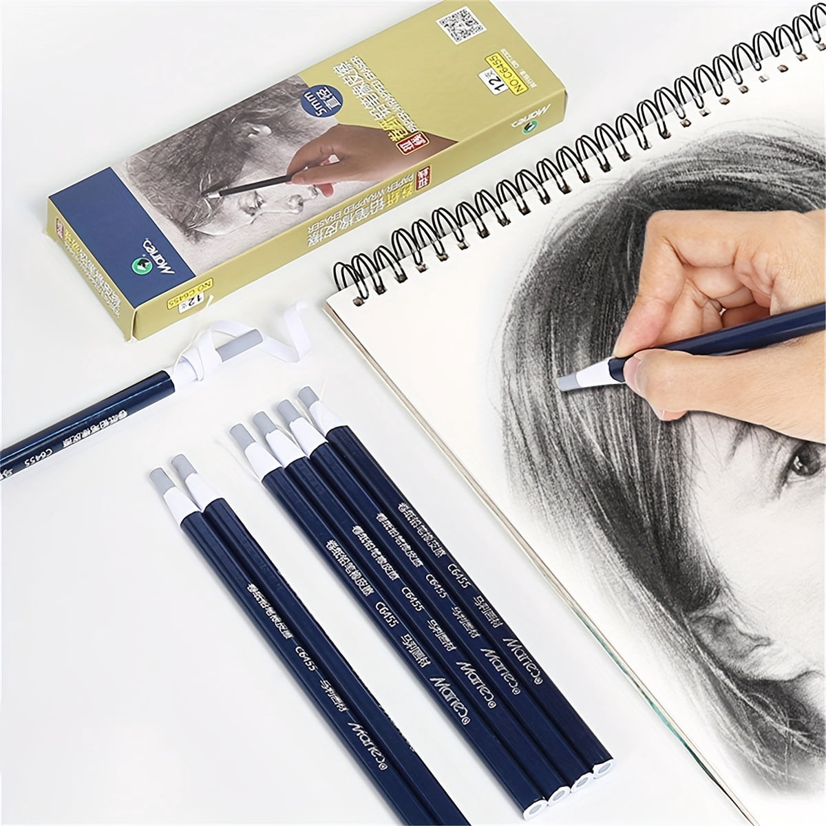Paper Roll Eraser 5mm + 7mm, Pencil Eraser Pen with Pull String, Precision Highlight Eraser for Drafting Drawing Sketching Art Supplies