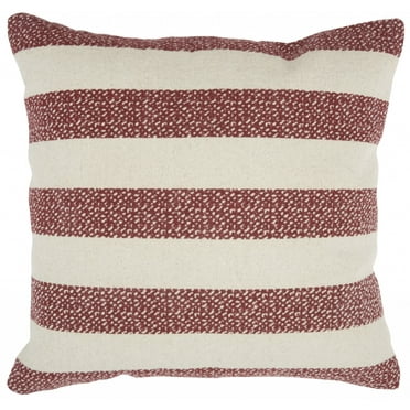 Red and Ivory Stripes Throw Pillow