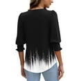 thumbnail image 4 of Womens Printed Shirts Casual Loose 3/4 Length Sleeve T-Shirts Classic Fashion Smocked Cuffs Blouses Top Dressy V-Neck Women's Shirts Summer Clothings, 4 of 7