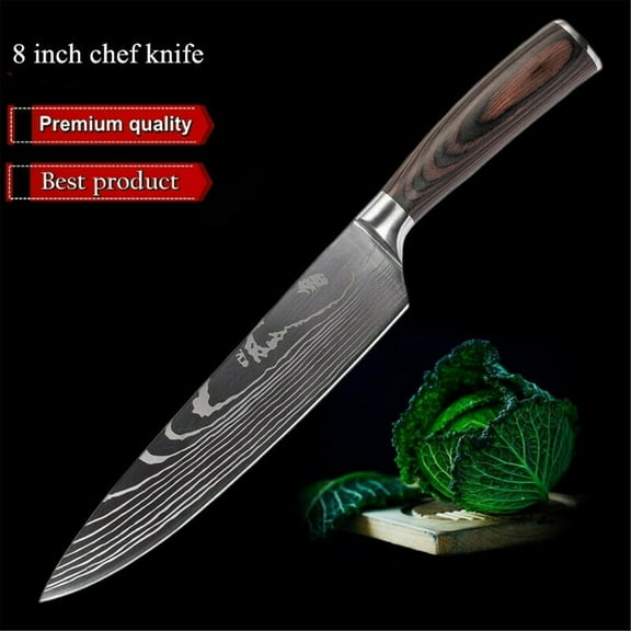 MDHAND 8 inch Kitchen Knives Laser Damascus Pattern Chef Knife Sharp Cleaver Slicing Utility Knives Tool