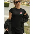 thumbnail image 2 of Pocket Flower Bloom Graphic Women Black T-Shirt, Female Large, 2 of 4