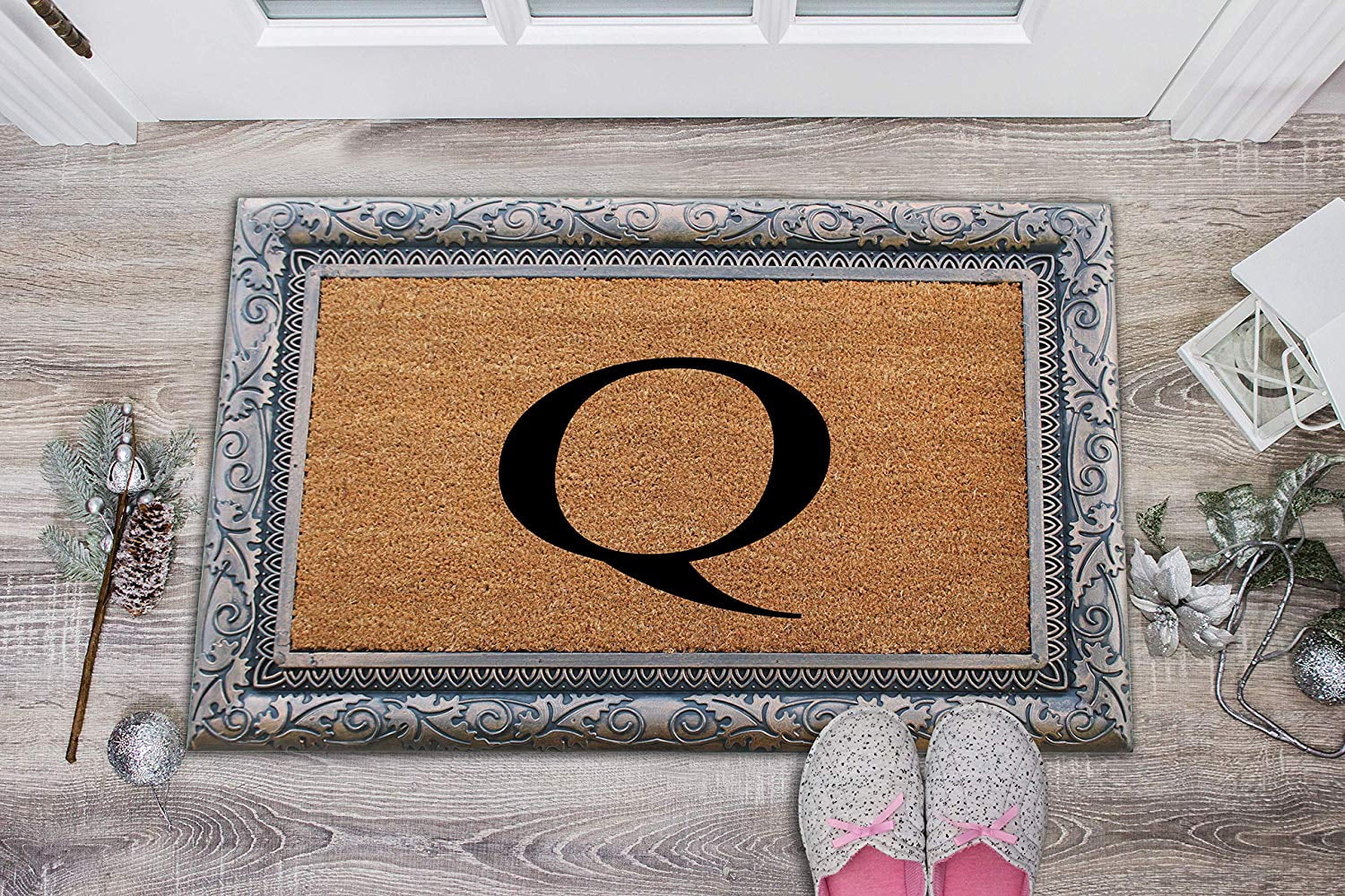 A1HC First Impression Rubber and Coir Albena 24" X 36" Bronze Finished Heavy Duty Monogrammed Doormat