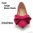 thumbnail image 6 of Women's Pointed Toe Pumps, 2 Inches Slip On Low Chunky Block Heels, Padded Latex Cushion, Pink Bows, Size 7.5, 6 of 7