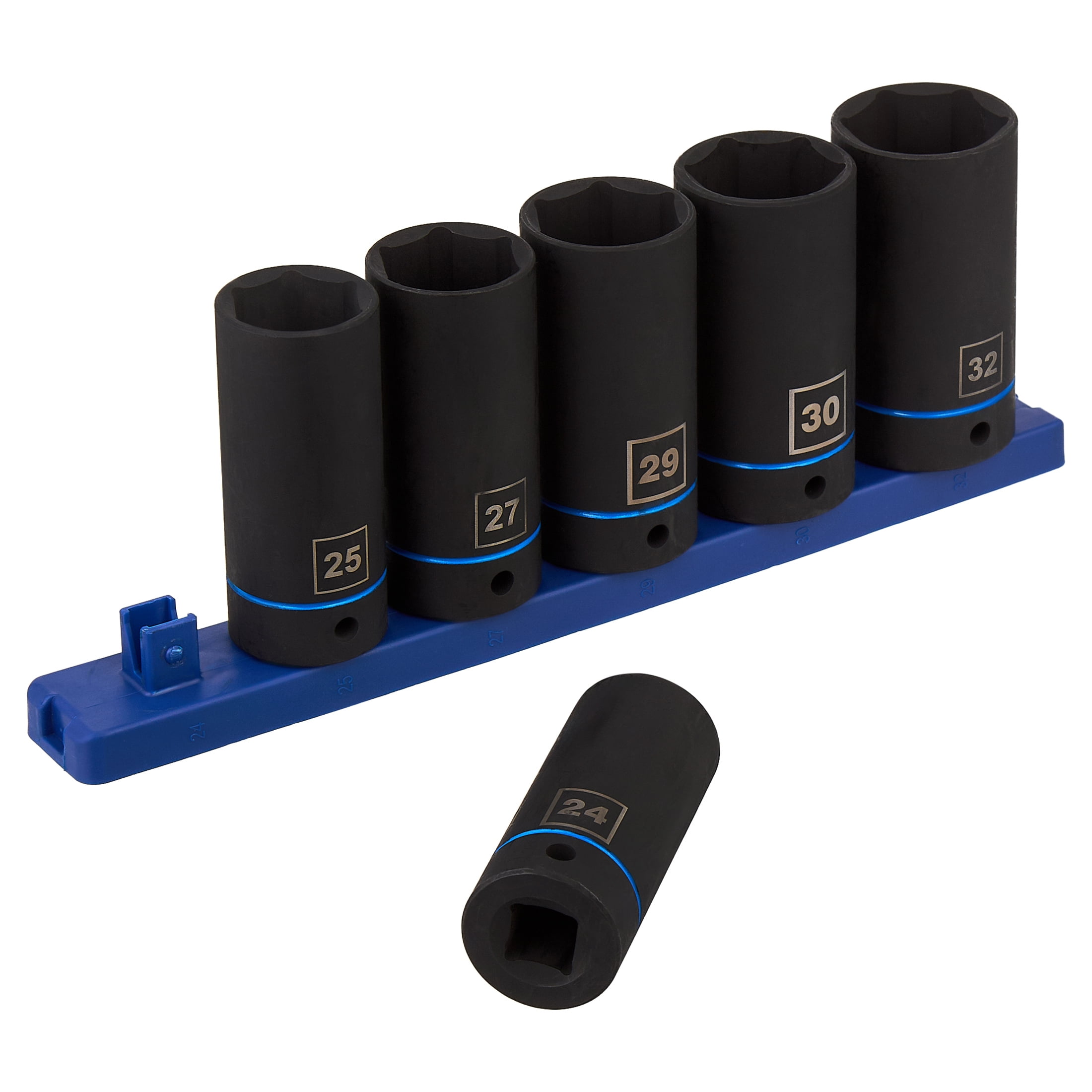 Hyper Tough Metric 1/2-inch Drive Large Impact Deep Socket Set, 7 Pieces