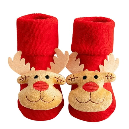 

TINYSOME 1 Pair Cartoon Infant Toddler Slipper Socks Christmas Floor Short Socks Clothing