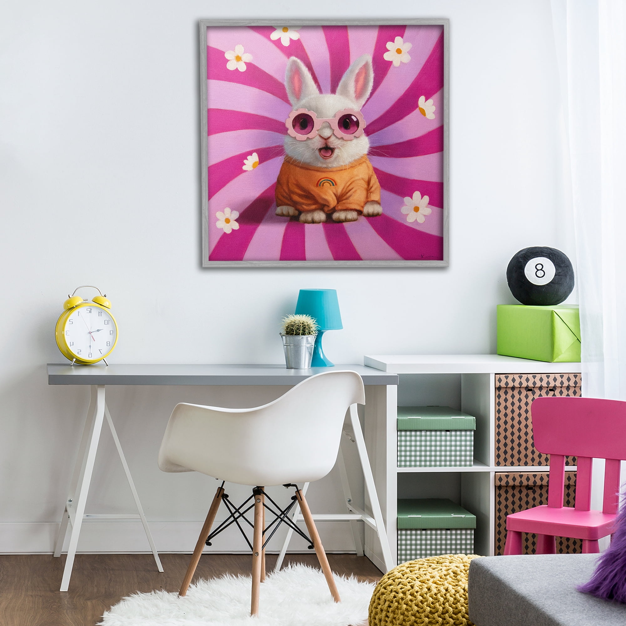 Stupell Industries Good Vibes Only Rabbit Gray Framed Giclee Art, design by Lucia Heffernan