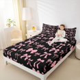 thumbnail image 4 of jejeloiu Cartoon Bow Knot Twin Sheet Sets,Pink Black Bowknot Bedding For Girl 3pcs, 4 of 7