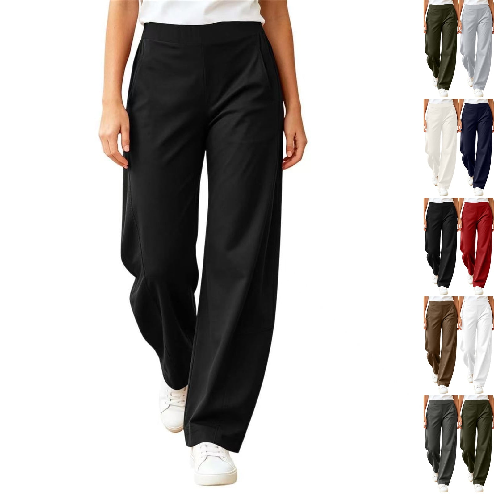 Womens Sweatpants Baggy Soft Elastic Waist Wide Leg Sweatpants for Workout Running Travel Black L