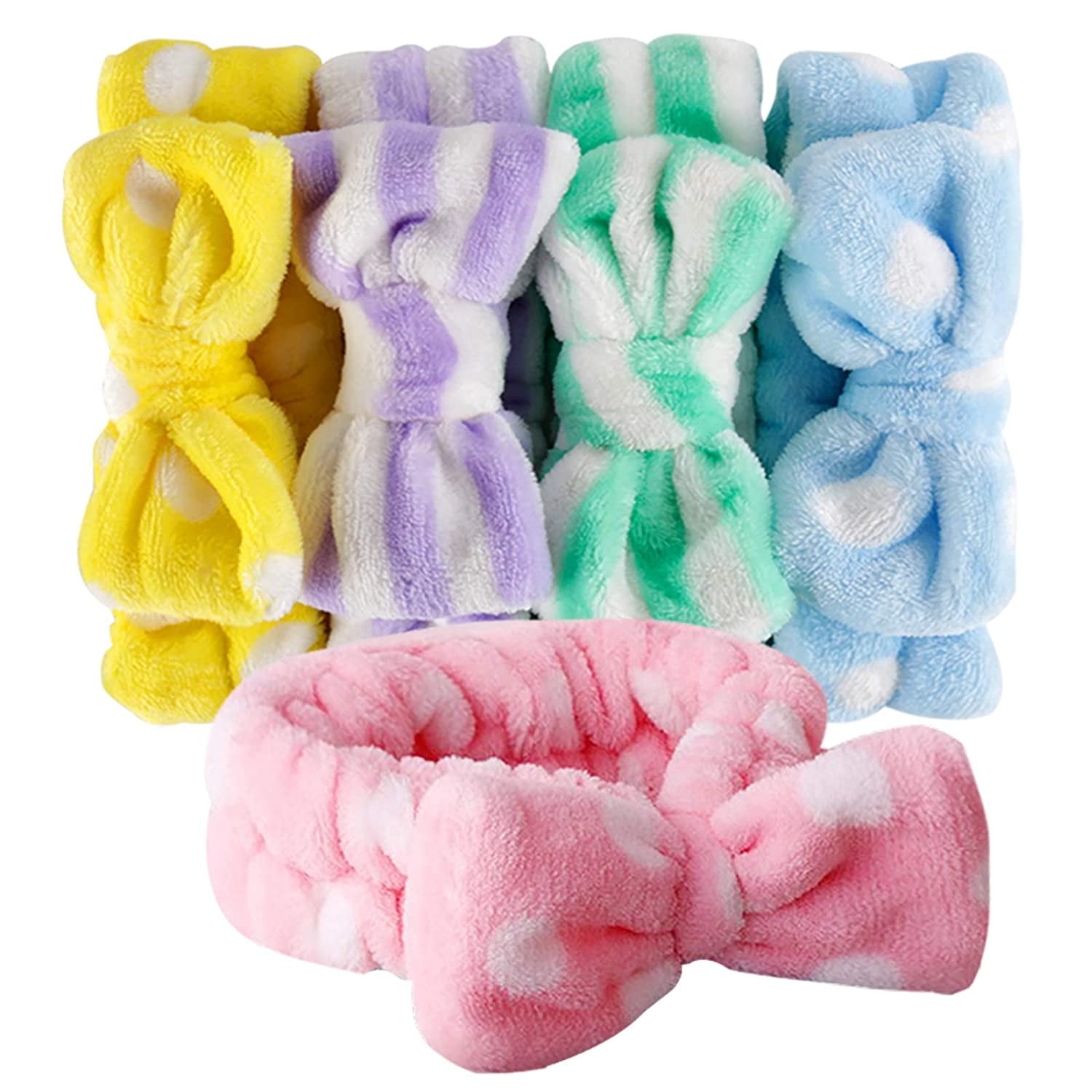 Bow HeadBands, Women Headbands for Makeup Cosmetic Facial Shower Spa  Elastic Hair Band Hairlace Headband for Baby girls Yellow Blue Green Purple  Pink, 5pcs - Walmart.com