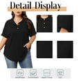 thumbnail image 6 of Cuteduck Womens Plus Size Casual Henley Waffle Knit Button-Up Top Short Sleeve Polo Shirt 1X-5X, 6 of 10