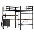 thumbnail image 4 of Uiowio Full Metal Loft Bed Frame with L-Shaped Desk & LED Lights & Charging Station, Loft Bed with 3 Fabric Drawers & 2 Storage Shelves, Safety Guard & Stairs, Black, 4 of 9