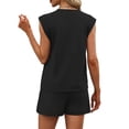 thumbnail image 6 of BOMYJESK Womens Sets Cap Sleeve Drawstring Shorts Outfits Trendy 2026 Comfy Matching Workout Sweatsuit with Pockets Black L, 6 of 6