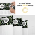 thumbnail image 2 of No Hook Shower Curtain with Snap in Liner, Rural Retro Plant Leaves Waterproof Bath Curtain Double Layers with See Through Top Window, Green Botanical on Black Hotel Shower Curtains 48x72in, 2 of 9