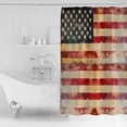 thumbnail image 4 of 72x78 Inch Shower Curtain Retro American Flag Bathroom Decor Waterproof Fabric Bathtub Bath Curtains Decorative Vintage Red Strip Star US Flag Extra Long Shower Curtain Set with Hooks, 4 of 6