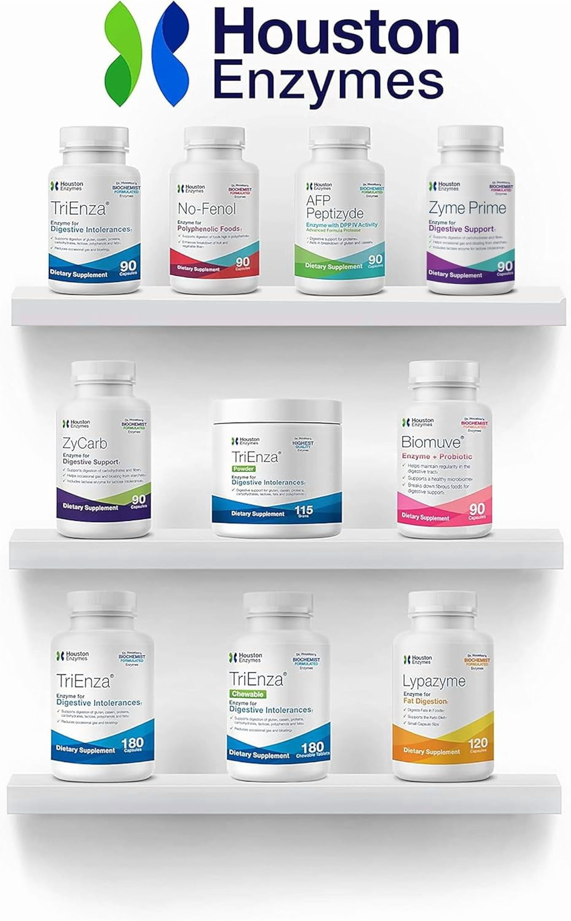 Houston Enzymes Digestive Enzymes – Dietary Supplements for Gut Health & Digestive Support – Bloating Relief for Women & Men – Vitamins and Supplements – 90 Capsules