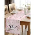 thumbnail image 2 of Watercolor Pink Cherry Blossoms White Cranes Table Runner-36 Inch Long Spring Floral Table Runners Linen Burlap Tablerunner for Kitchen Dining Room Holiday Party, 2 of 9