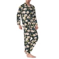 thumbnail image 2 of Naloa Flowers Men’s Pajamas Set - Long Sleeve Button Down Sleep Shirt and Pajama Bottoms Sleepwear Set-Medium, 2 of 7