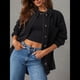 thumbnail image 5 of Chaqueta Vaquera para Mujer, Desgastada, de Larga, de Gran Tamaño, Estilo Camionero. Negro XL, 5 of 9