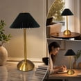 thumbnail image 6 of Cordless Pleated Table Lamp, Rechargeable Vintage Bedside Lamp, Portable Fabric Shade Night Light for Bedroom Dining Room Home Decor, 6 of 7