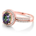 thumbnail image 3 of Gem Stone King 18K Rose Gold Plated Silver Green Mystic Topaz Ring for Women (2.33 Cttw, Oval 8X6MM, Gemstone Birthstone, Available in Size 5, 6, 7, 8, 9), 3 of 4