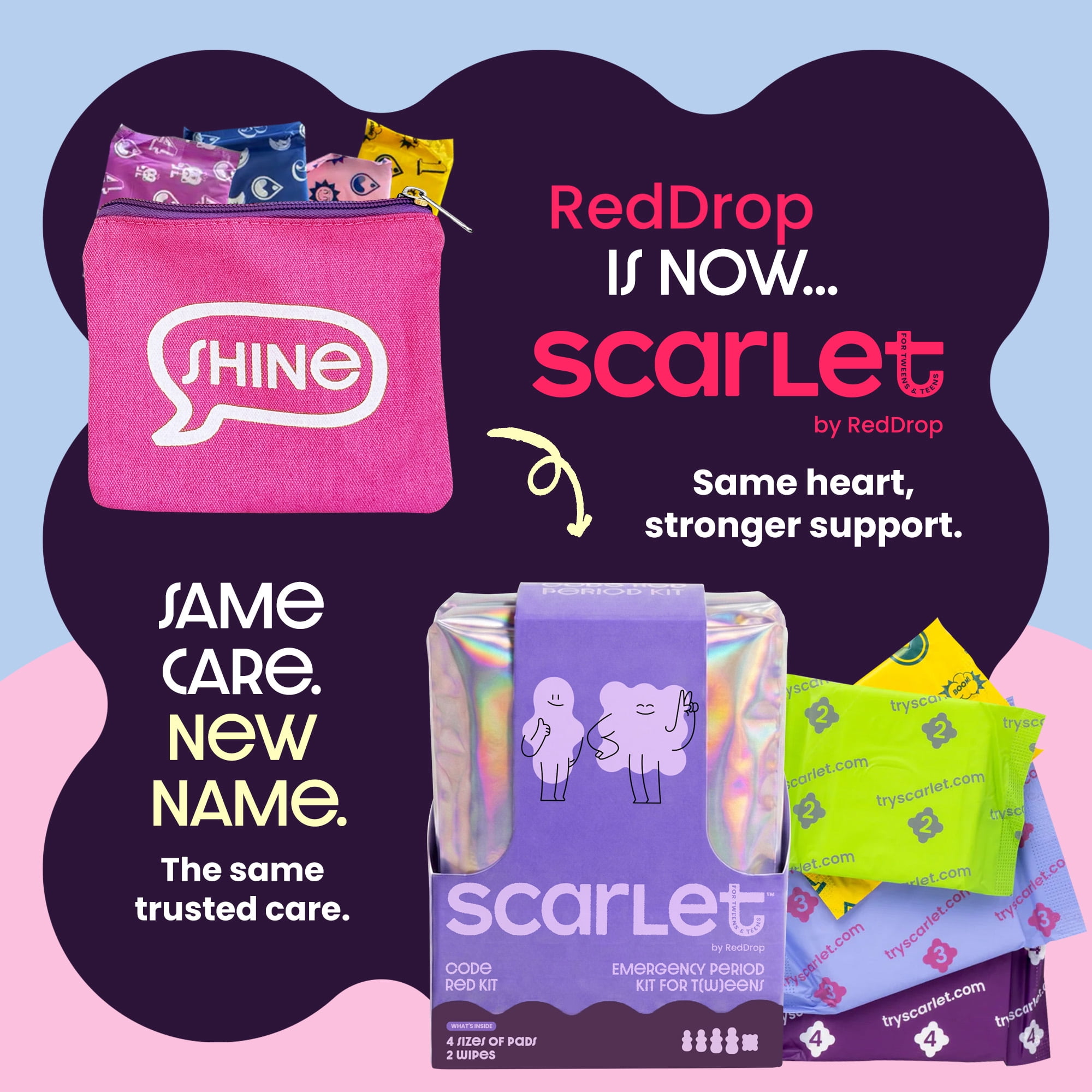 Scarlet by RedDrop Code Red Emergency Period Kit for Tweens & Teens
