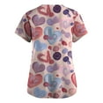 thumbnail image 3 of Lumtrix Valentine's Day Heart Printed Scrub Tops Women V Neck Short Sleeve Plus Size Shirt for Womens Side Slit Nursing Uniforms with Pockets Pink XL, 3 of 3
