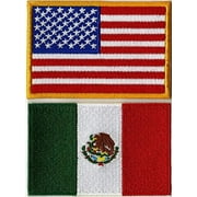 Mexican American Flag Patches | USA Patriotic Red White Blue | Iron or Sew on | Embroidered Patch (3.25") - by Nixon Thread Co.