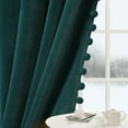 thumbnail image 7 of Coolmee Velvet Curtains for Bedroom - Luxury Pom Pom Tasseled Room Darkening Rod Pocket Window Curtain， Green, W42 x L108 inches, 2 Panels, 7 of 7