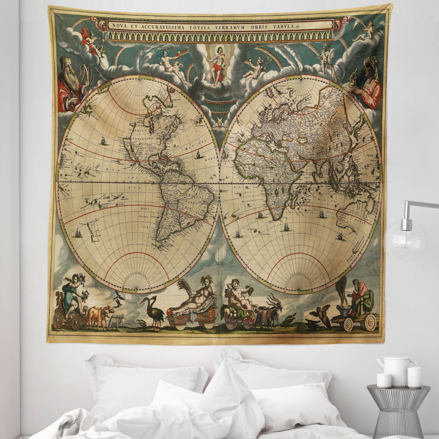 World Map Soft Printed Wall Hanging Tapestry Living Room Bedroom Art Decor 